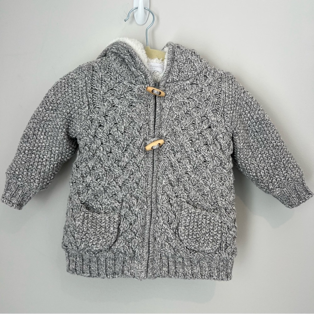 French Brand Cadet Rousselle Grey Toggle Thick Sweater Coat 6m